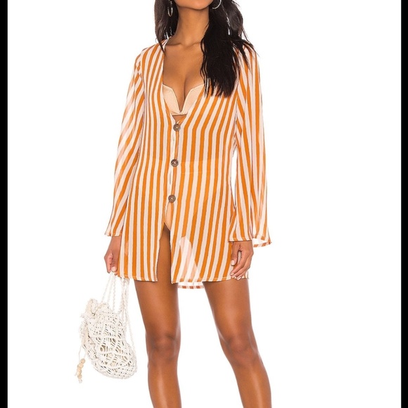 House of Harlow 1960 Tops - House of Harlow 1960 Striped Sheer Tunic